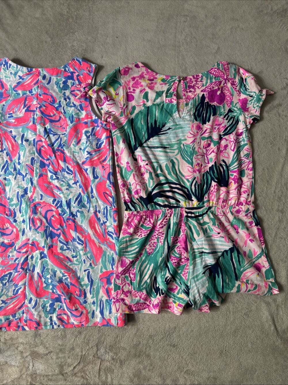 Lilly Pulitzer Girls Size L 8-10 Dress Romper Lot 2 Floral Pink Blue Green - Picture 7 of 7